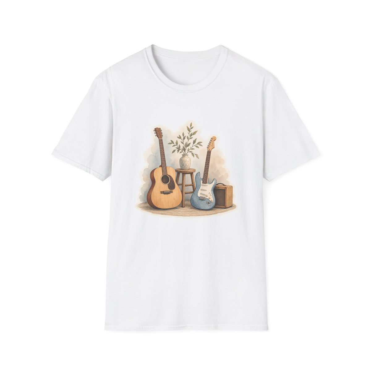 Watercolor Guitar Scene T-Shirt