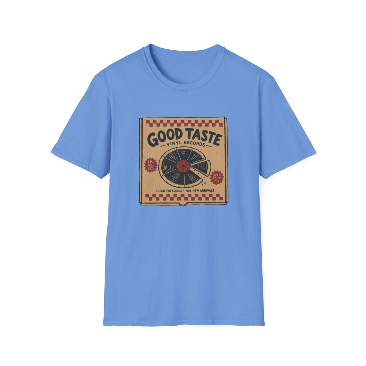 Good Taste Vinyl Records Pizza Box T-Shirt