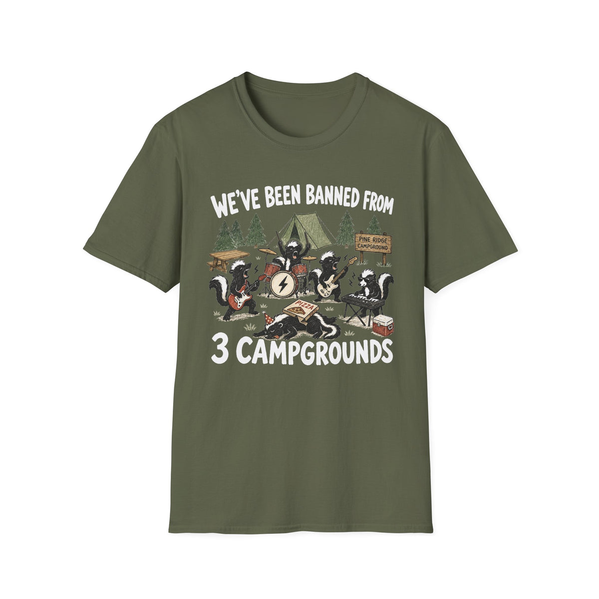 Camping Skunk Band T-Shirt
