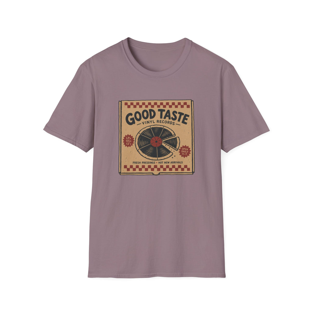 Good Taste Vinyl Records Pizza Box T-Shirt
