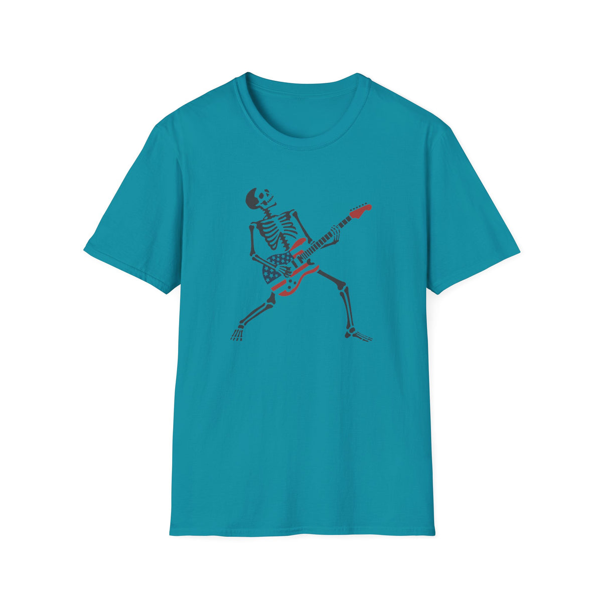 Skeleton USA Guitar T‑Shirt