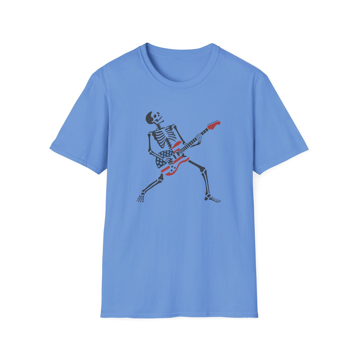 Skeleton USA Guitar T‑Shirt