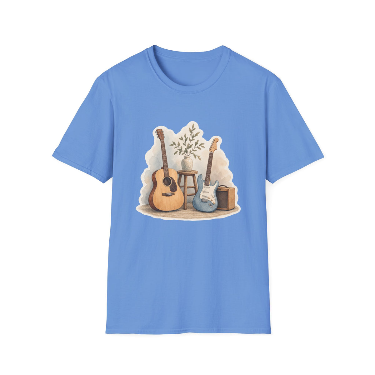 Watercolor Guitar Scene T-Shirt