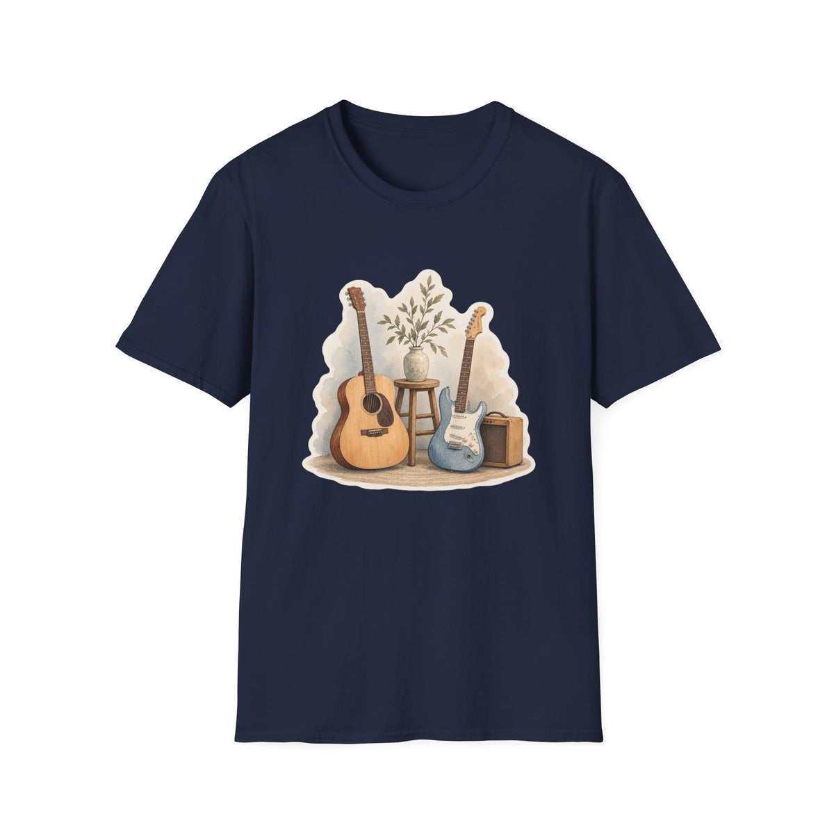Watercolor Guitar Scene T-Shirt
