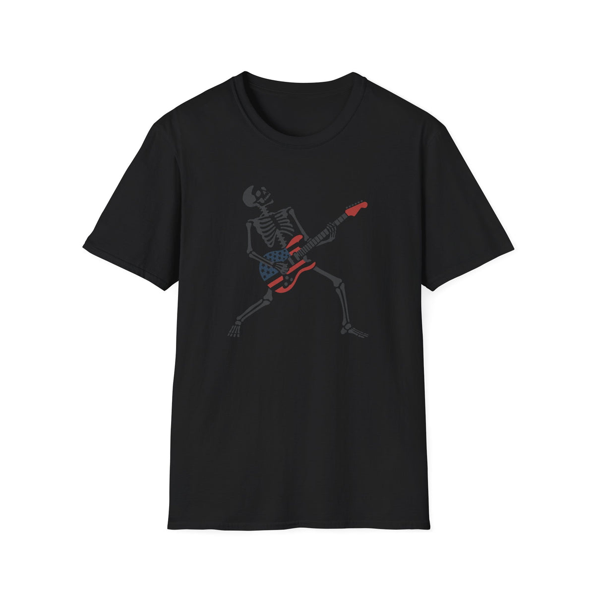 Skeleton USA Guitar T‑Shirt