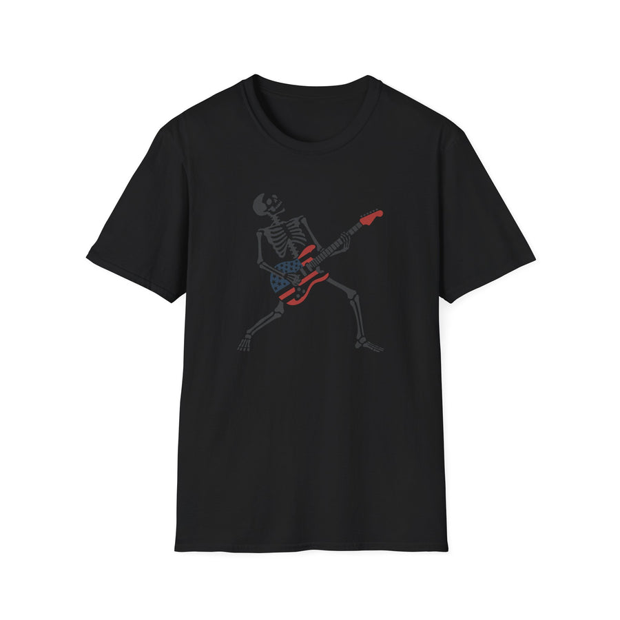 Skeleton USA Guitar T‑Shirt
