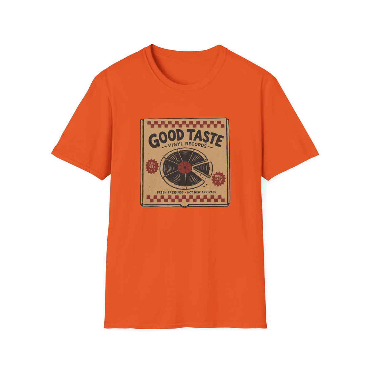 Good Taste Vinyl Records Pizza Box T-Shirt