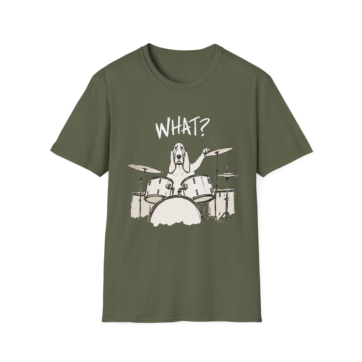 Drummer Dog "What?" T-Shirt