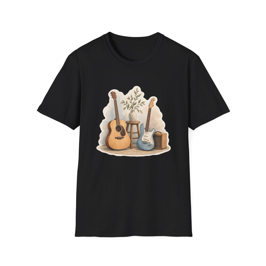 Watercolor Guitar Scene T-Shirt