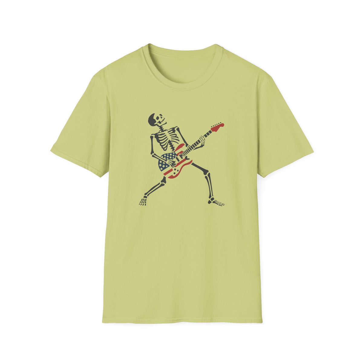 Skeleton USA Guitar T‑Shirt