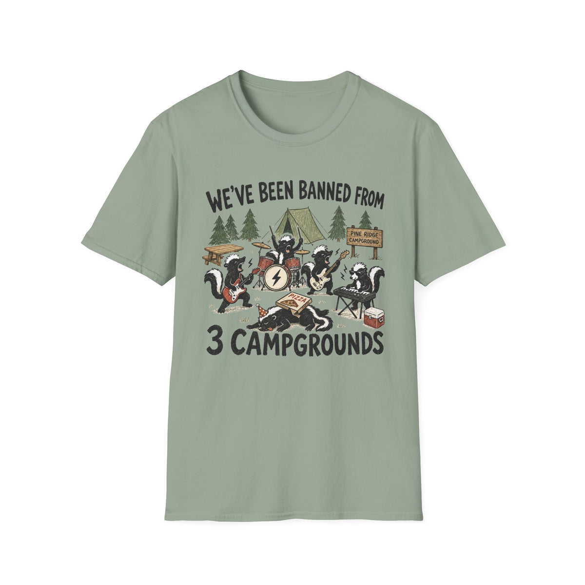 Camping Skunk Band T-Shirt