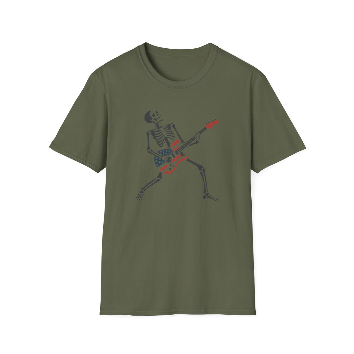 Skeleton USA Guitar T‑Shirt