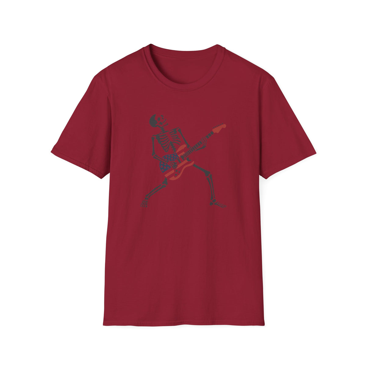 Skeleton USA Guitar T‑Shirt