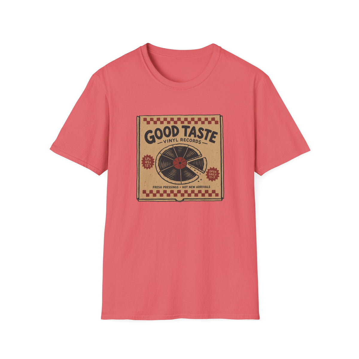 Good Taste Vinyl Records Pizza Box T-Shirt