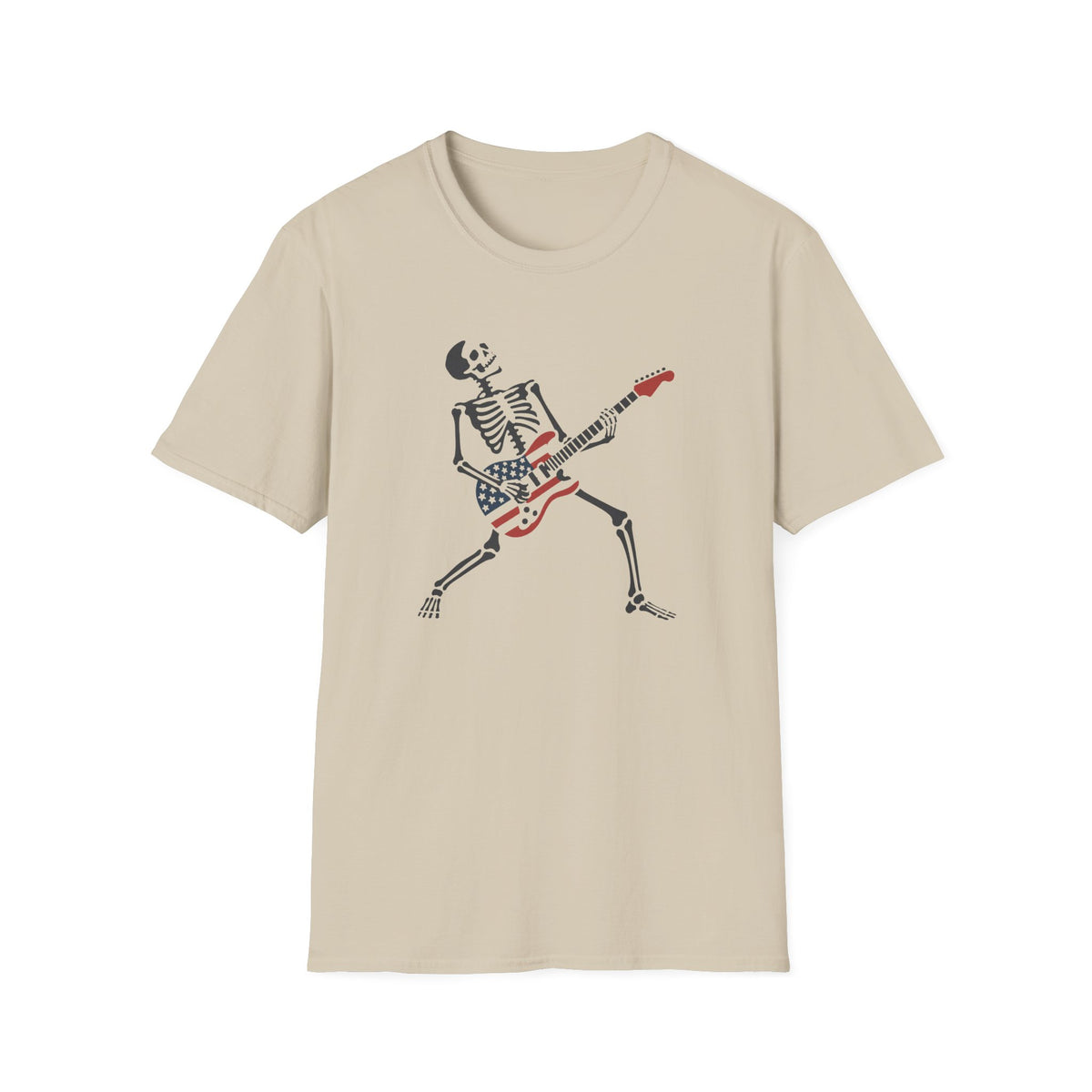 Skeleton USA Guitar T‑Shirt