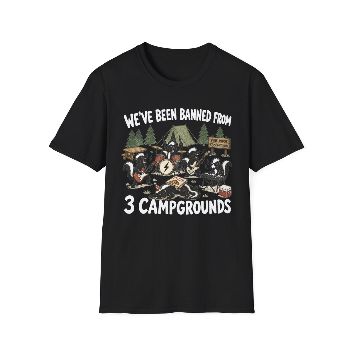 Camping Skunk Band T-Shirt
