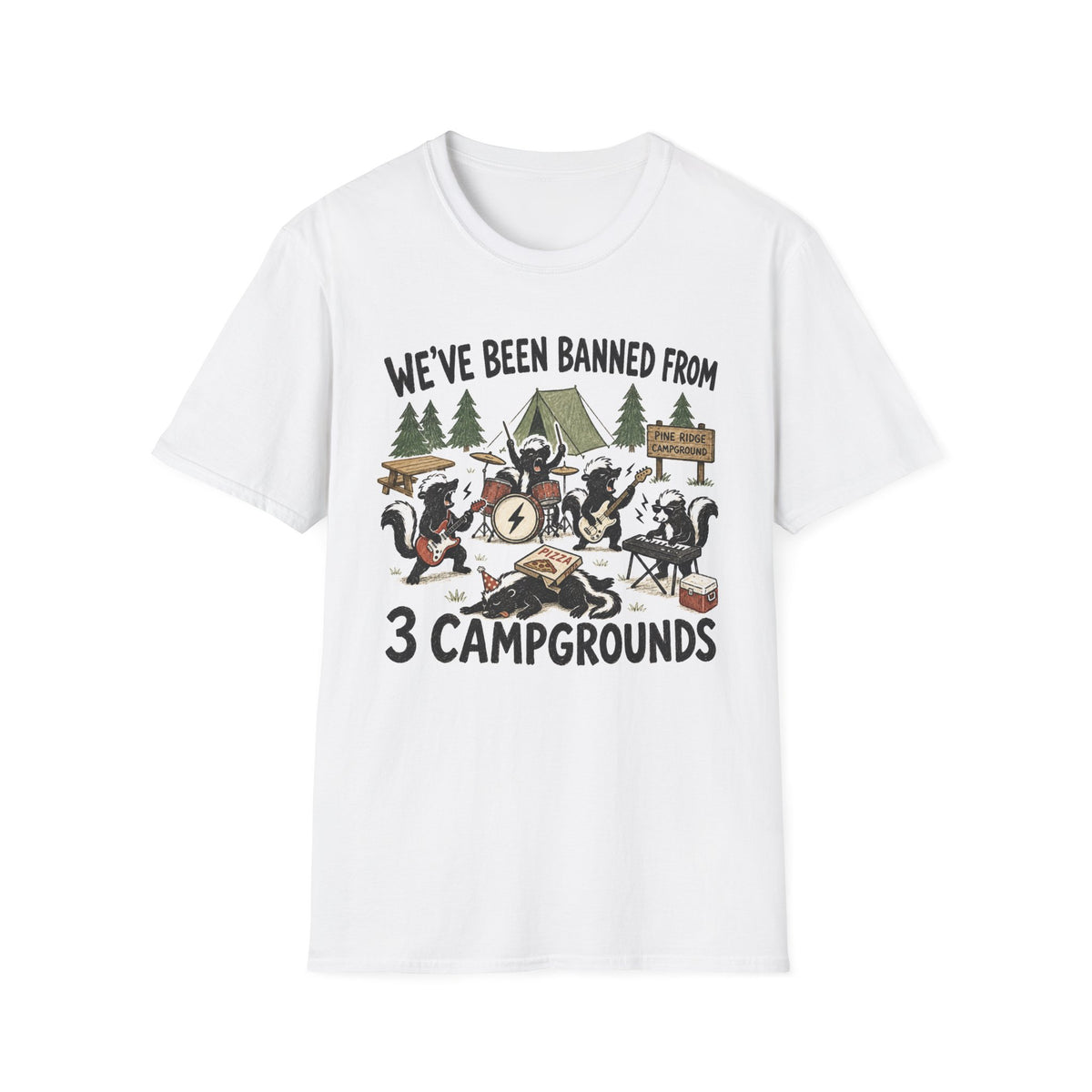Camping Skunk Band T-Shirt