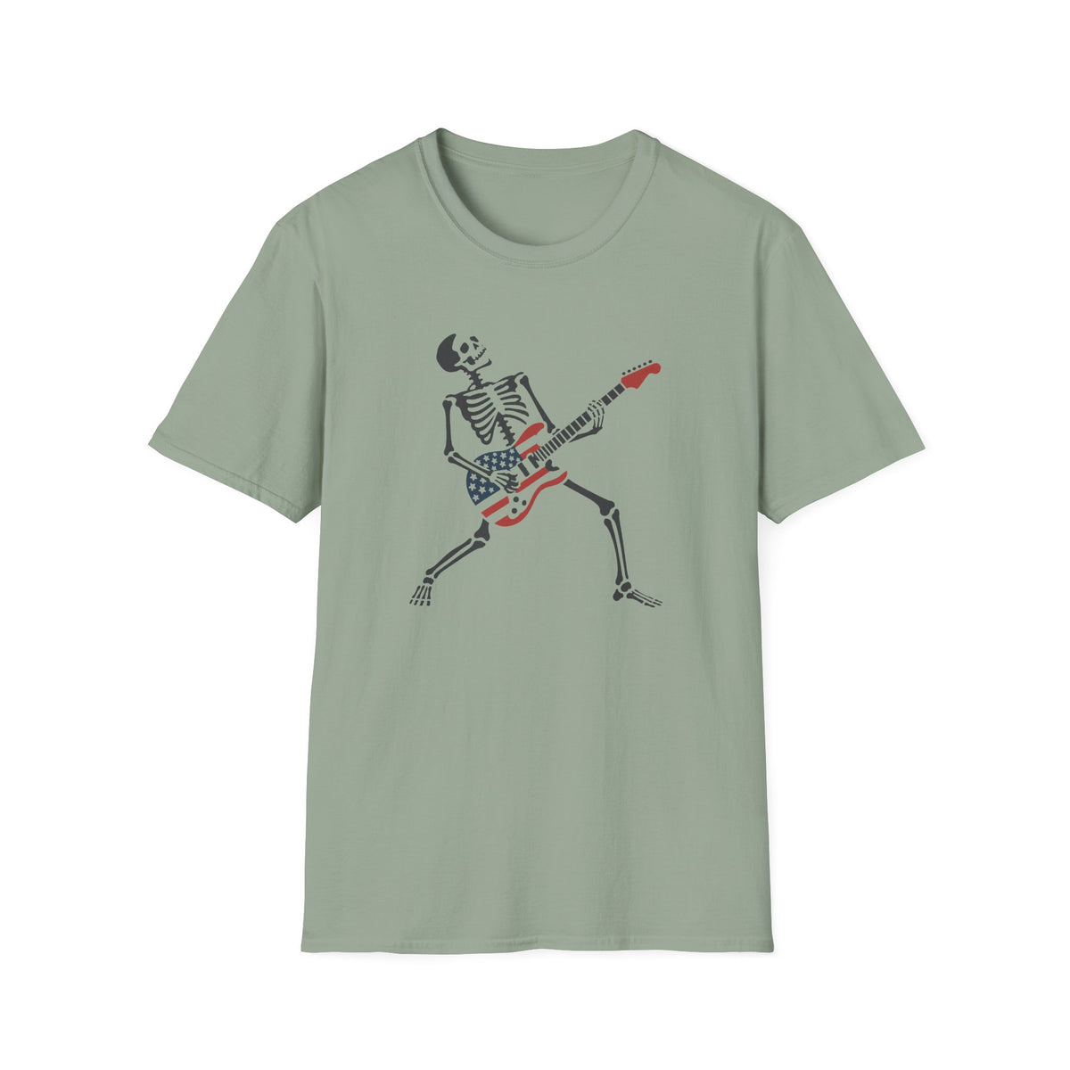 Skeleton USA Guitar T‑Shirt