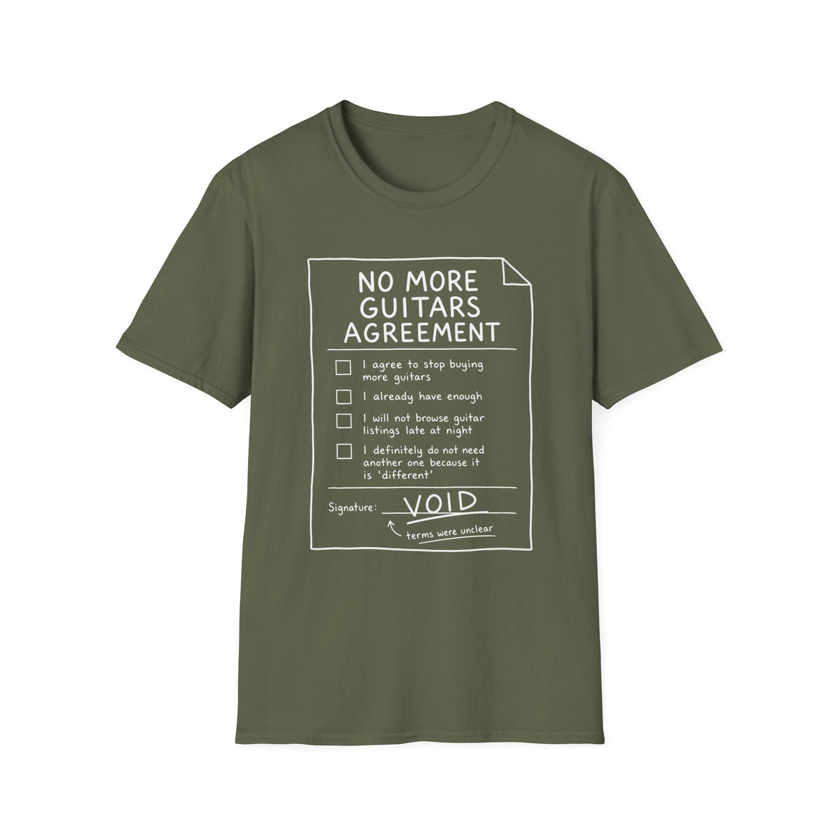 No More Guitars Agreement T-Shirt