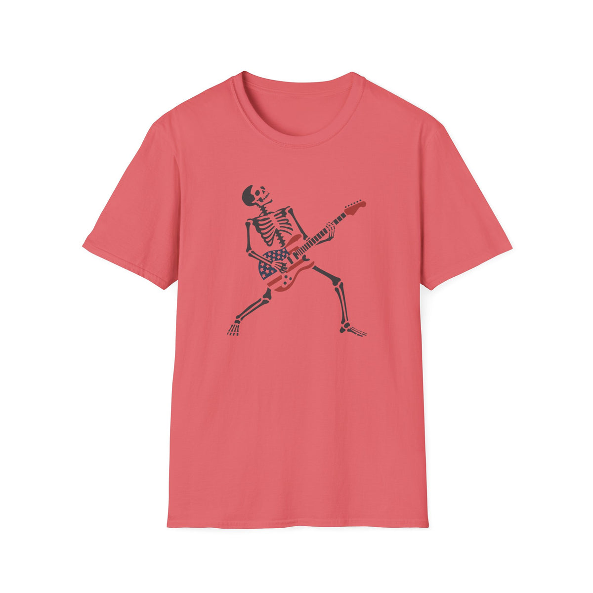 Skeleton USA Guitar T‑Shirt